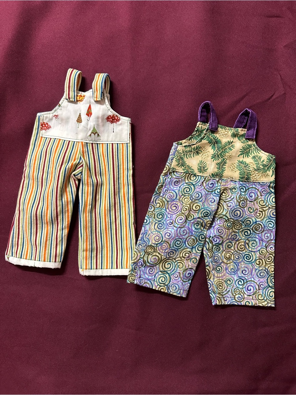 Waldorf American Girl clothing- 2 pairs overalls. NEW- professional custom made